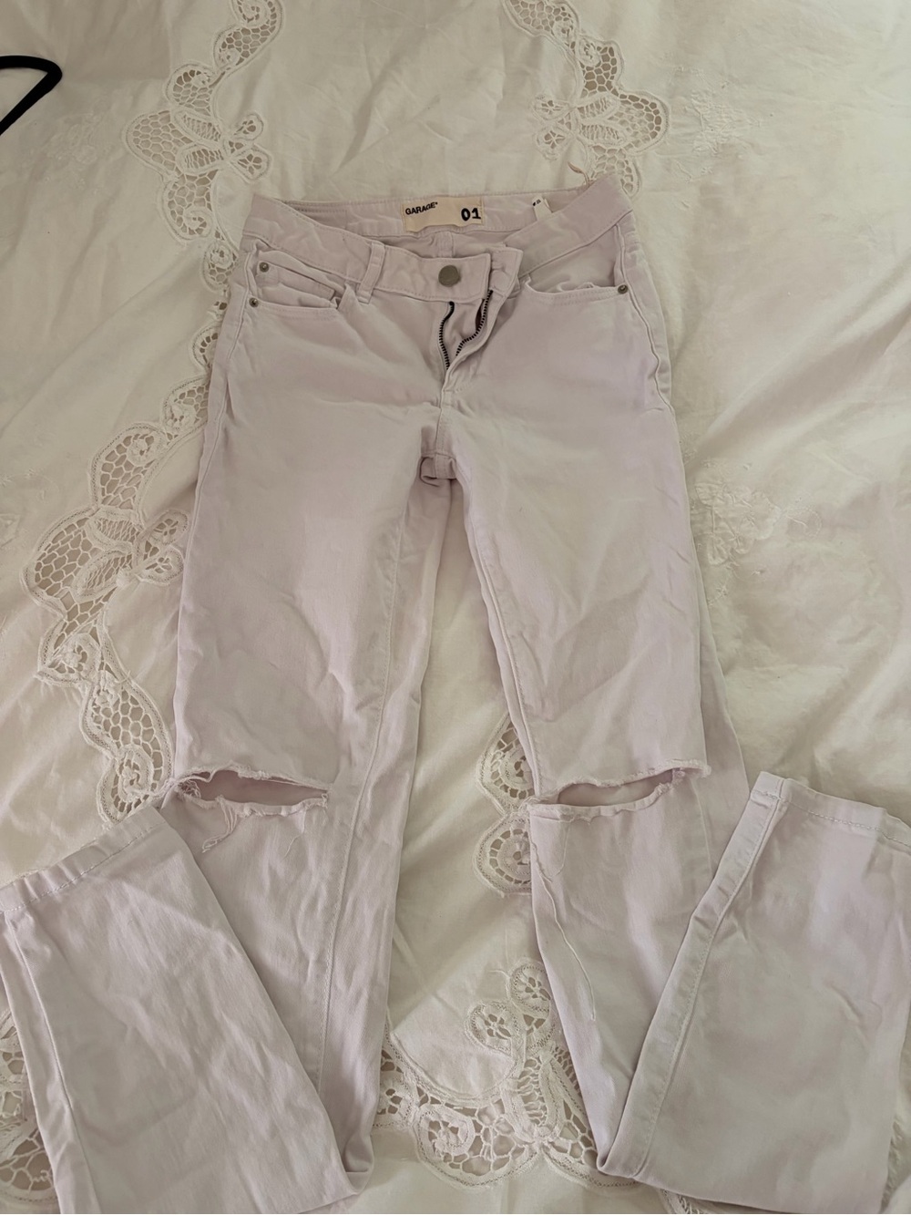 Garage white distressed Skinny Jeans